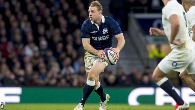Greig Tonks in action for Scotland against England