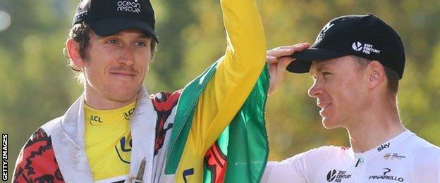 Geraint Thomas (left) with Chris Froome