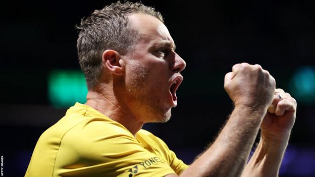 Australia captain Lleyton Hewitt celebrates a point