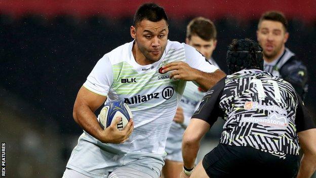 Saracens and England number eight Billy Vunipola was forced off with a wrist injury