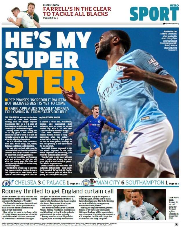 Metro back page on Monday