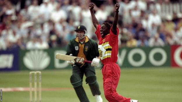 Henry Olonga secures victory against South Africa at the 1999 Cricket World Cup