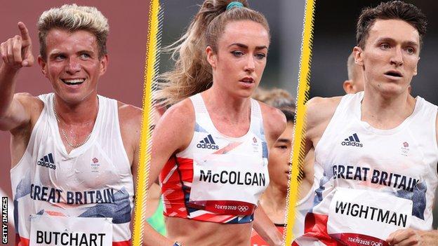 Andrew Butchart, Eilish McColgan and Jake Wightman