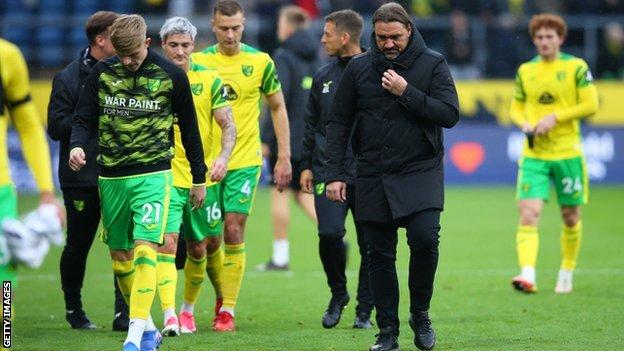 Daniel Farke leads off his Norwich team