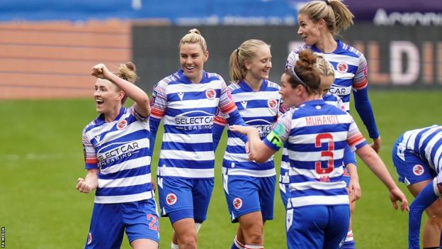 Rachel Rowe celebrates scoring for Reading against West Ham