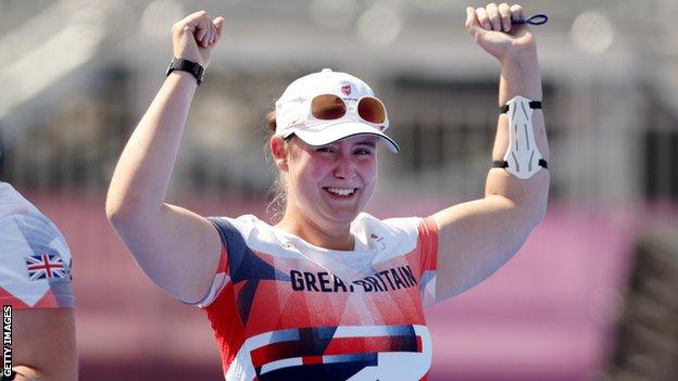 Phoebe Paterson Pine celebrates victory