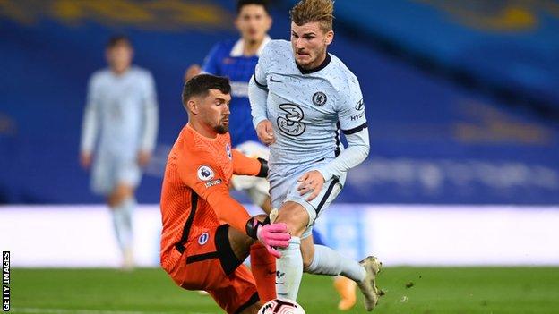 Timo Werner wins a penalty for Chelsea