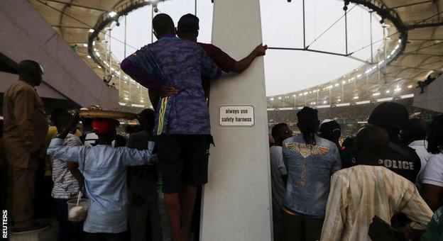 Fans at the Moshood Abiola National Stadium