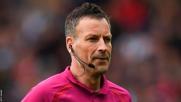 Mark Clattenburg pictured officiating a Premier League game in 2017
