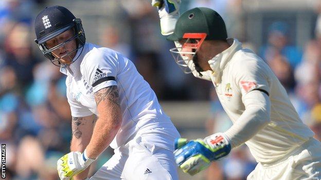 Peter Nevill celebrates as Ben Stokes is out for a duck