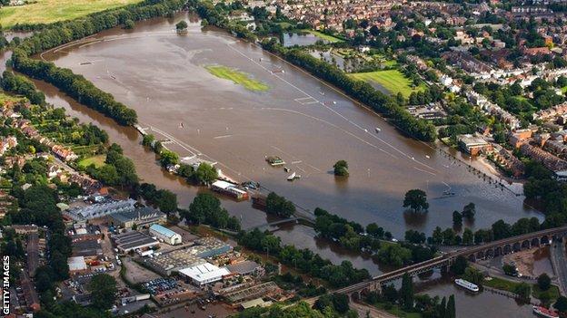 Worcester Race Course flooded