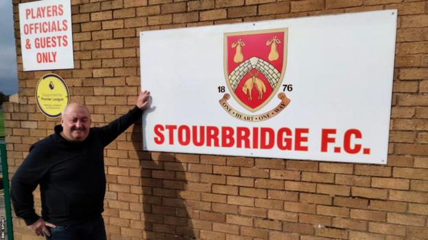 Stourbridge chairman Andy Pountney pictured at the non-league club's War Memorial Ground