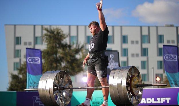 Tom Stoltman competes at the World's Strongest Man