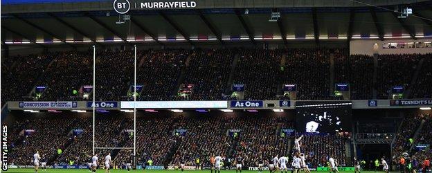 Scotland playing England at Murrayfield