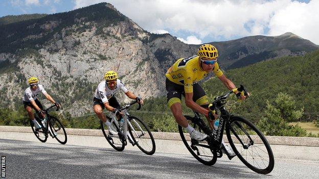 Chris Froome retained the yellow jersey with a fourth-place finish on Col d'Izoard on Thursday's stage 18