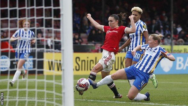 ilde Boe Risa scores for Manchester United against Brighton