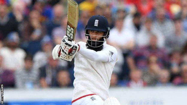 Moeen Ali plays a pull shot