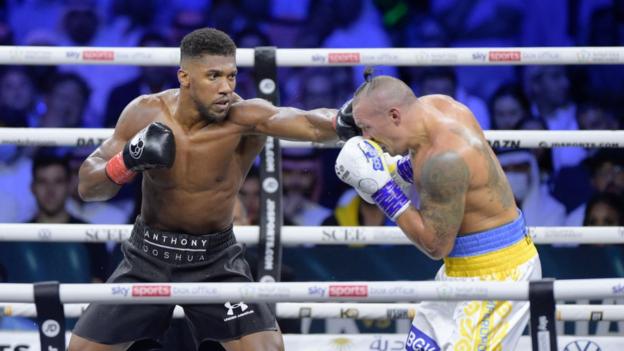 Anthony Joshua aims a jab astatine  Oleksandr Usyk