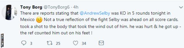 Tony Borg tweet on the fight
