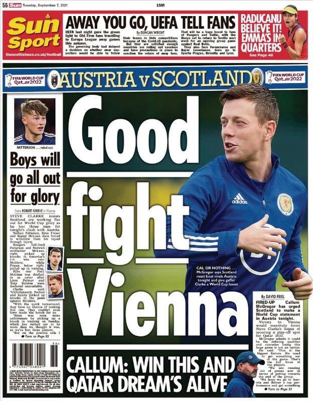 The back page of the Scottish Sun on 070921