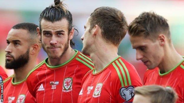Wales team, including Gareth Bale