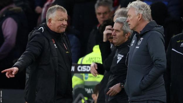 West Ham manager David Moyes with Sheffield United boss Chris Wilder