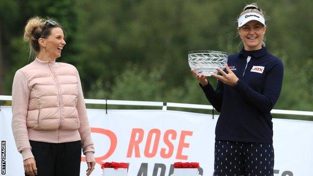 Katie Rose, wife of Justin, and winner Charley Hull