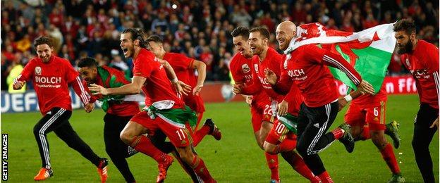 Wales celebrate at full-time