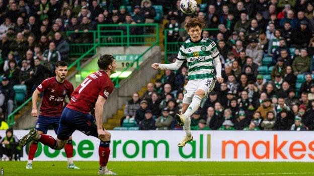 Celtic's Kyogo Furuhashi heads the hosts ahead