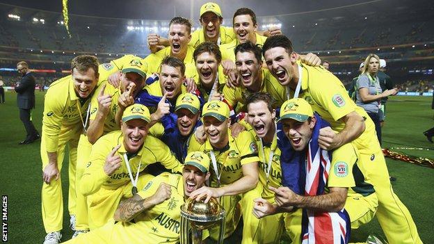 Australia celebrate winning the 2015 World Cup