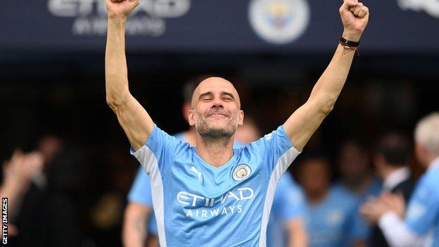 Pep Guardiola celebrates