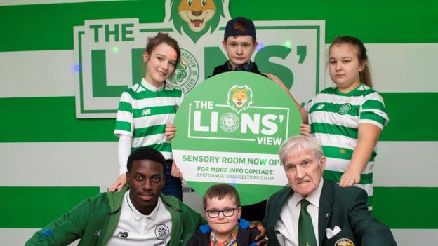 The Lions' View sensory room was opened by Celtic legend Bertie Auld and former striker Timothy Weah in 2019.