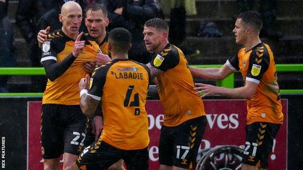 Kevin Ellison celebrates after his fabulous goal revived Newport's hopes of progressing to the final
