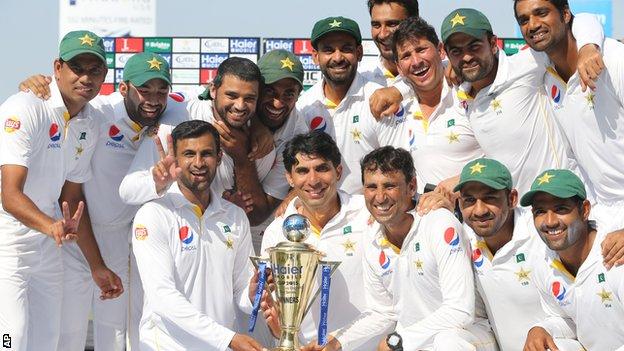 Pakistan with the Test series trophy