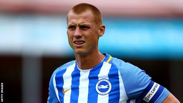 Brighton midfielder Steve Sidwell looks on during a break in play