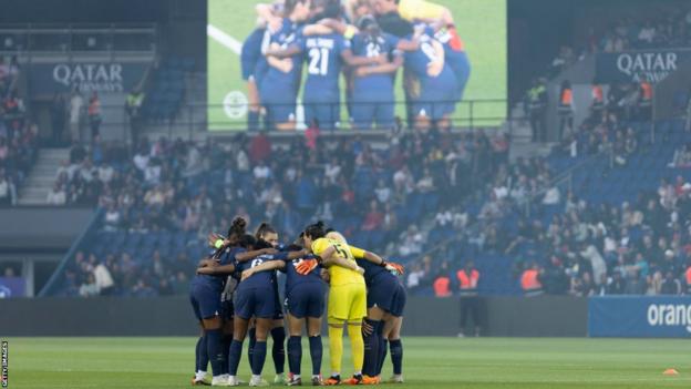 Paris St-Germain players at the Parc des Princes