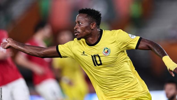 Mozambique forward Clesio celebrates scoring against Egypt at the 2023 Africa Cup of Nations