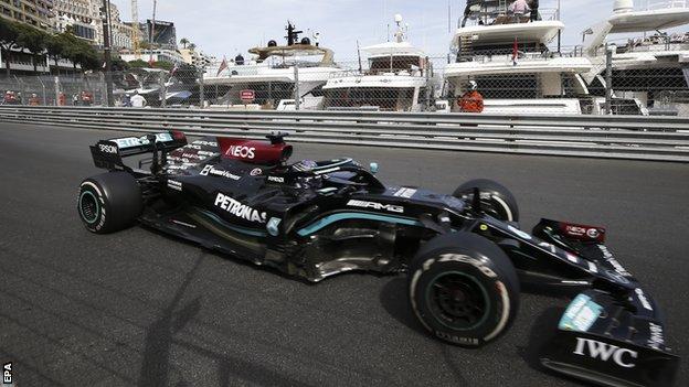 Lewis Hamilton on track at Monaco