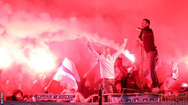 Malmo fans before the match