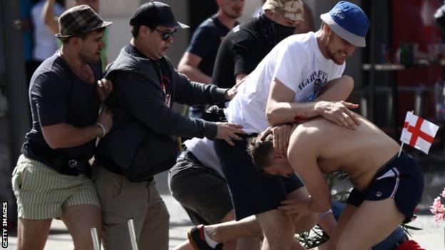 Fights involving football fans also broke out in the streets of Marseille