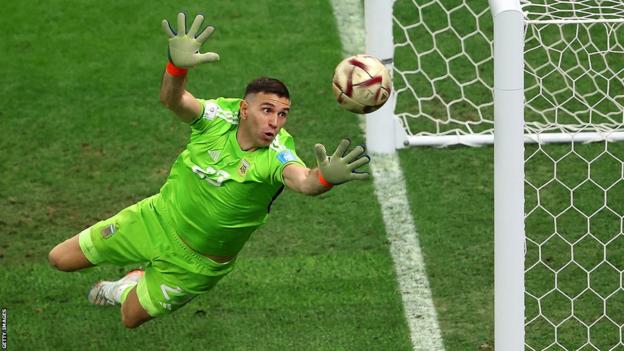 Aston Villa and Argentina goalkeeper Emi Martinez during the World Cup