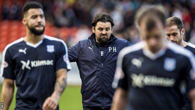Manager Paul Hartley with some of his Dundee players