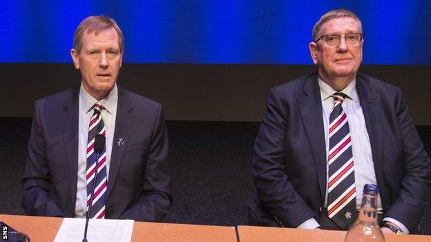 Douglas Park, right, is in interim control at Rangers after the departure of chairman Dave King, left