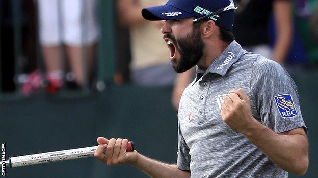 Adam Hadwin celebrates victory