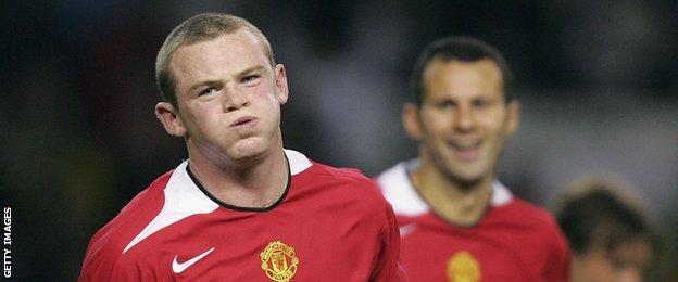 Wayne Rooney scoring against Fenerbahce in 2004