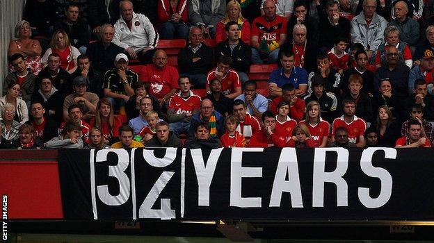 The Old Trafford banner that showed how long City were waiting for a trophy