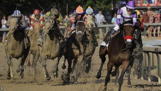 Nyquist leads the field in the Kentucky Derby