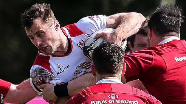 Tommy Bowe in action for Ulster A against their Munster counterparts in Naas on Thursday