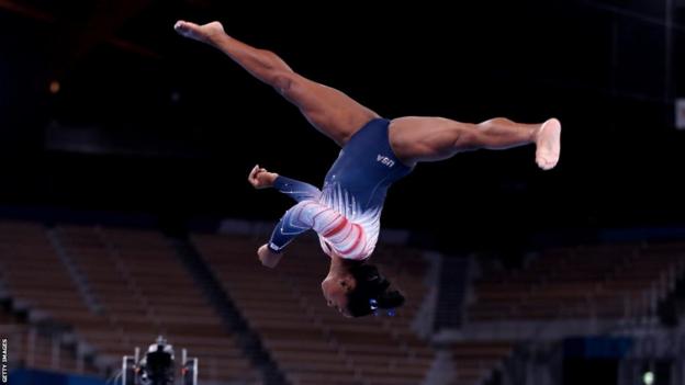 Simon Biles on the beam