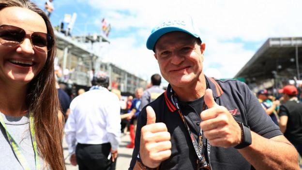 Rubens Barrichello gives thumbs-up